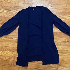 Cable & Gauge Navy Open-Front Cardigan
